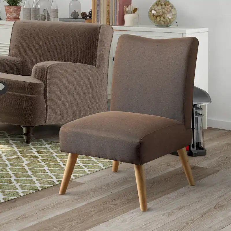 Poltrona Modern Mid-Century in Lino Grigia/Marrone Chiaro/Marrone/Viola/Verde, Singola