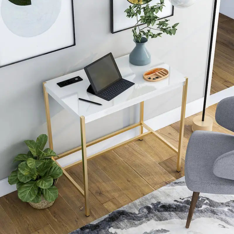 Scrivania da computer moderna in acciaio con porta USB – Singola, 5 colori