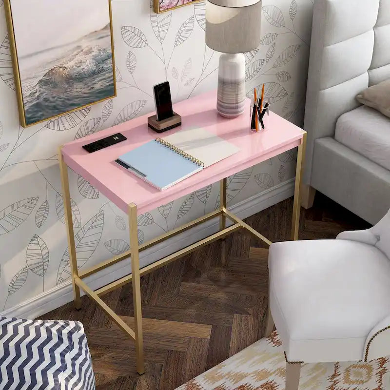 Scrivania da computer moderna in acciaio con porta USB – Singola, 5 colori