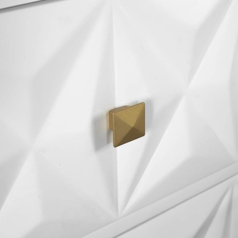 Comodino a 2 cassetti geometrico bianco/nero/grigio con gambe dorate
