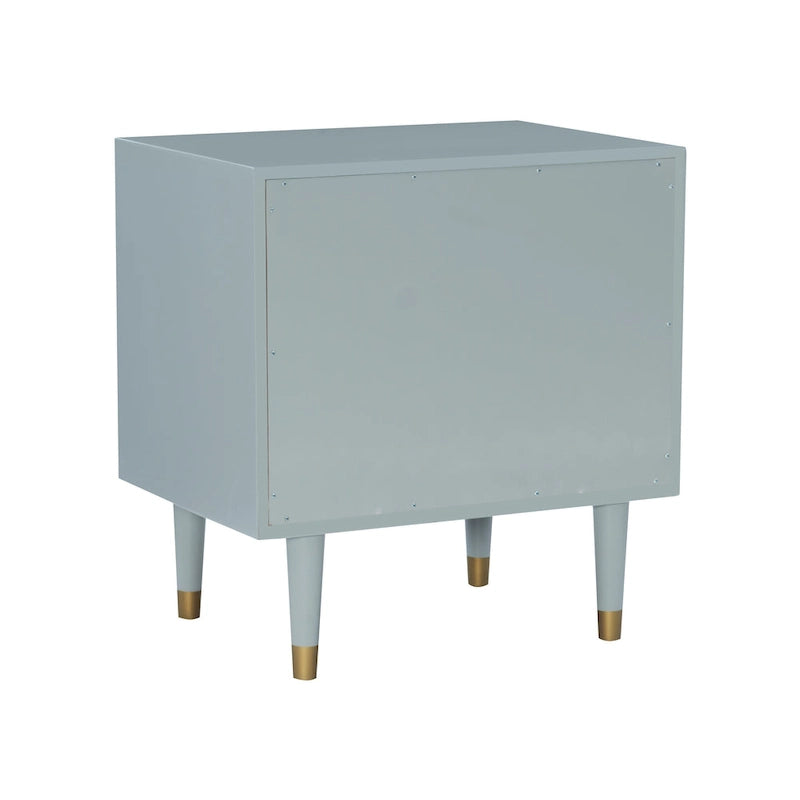 Comodino a 2 cassetti geometrico bianco/nero/grigio con gambe dorate