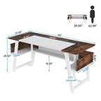 Scrivania da 63" con ripiano inferiore, Marrone+Bianco / Marrone rustico+Nero, 1 posto