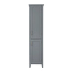 Mobiletto alto da bagno in legno grigio scuro con ante a doppio battente