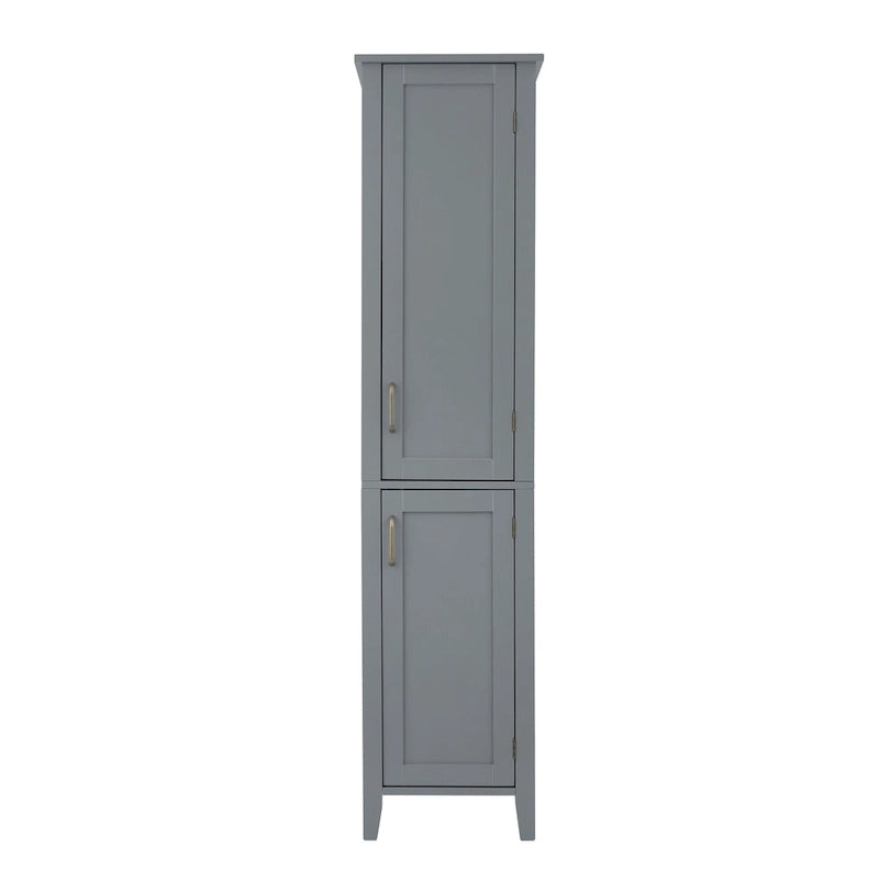 Mobiletto alto da bagno in legno grigio scuro con ante a doppio battente