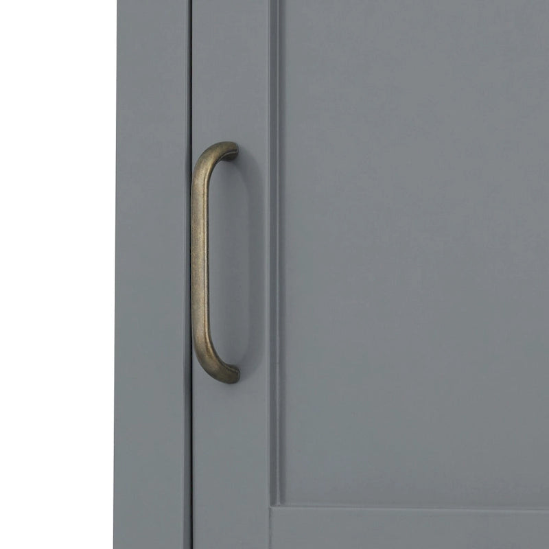 Mobiletto alto da bagno in legno grigio scuro con ante a doppio battente