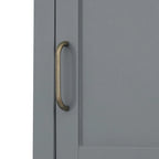 Mobiletto alto da bagno in legno grigio scuro con ante a doppio battente