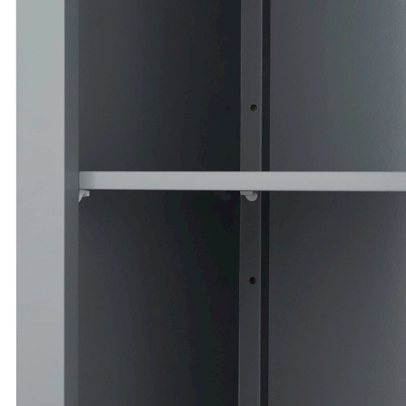 Mobiletto alto da bagno in legno grigio scuro con ante a doppio battente