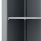 Mobiletto alto da bagno in legno grigio scuro con ante a doppio battente