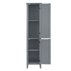 Mobiletto alto da bagno in legno grigio scuro con ante a doppio battente