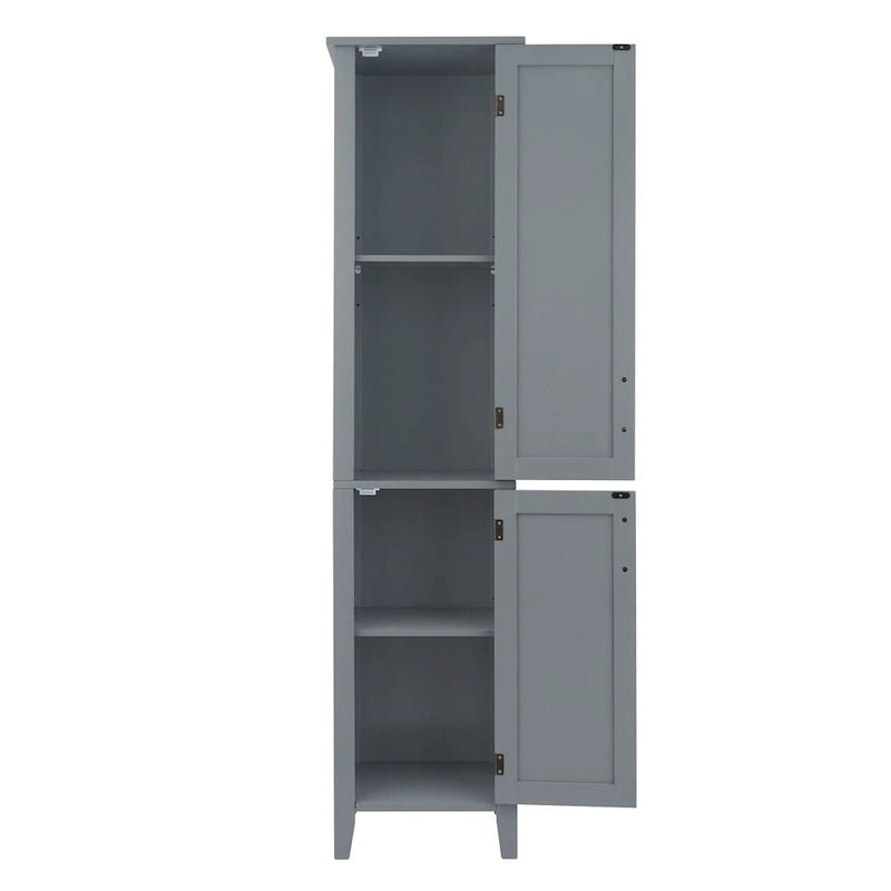 Mobiletto alto da bagno in legno grigio scuro con ante a doppio battente