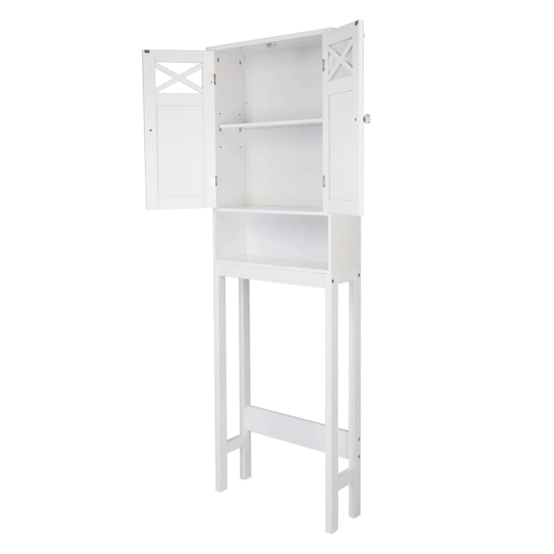 Mobiletto da bagno a terra a doppia anta in MDF bianco – 1 unità