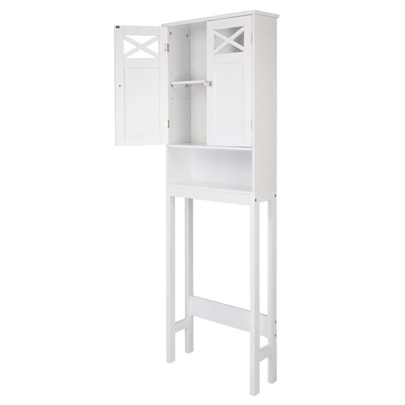 Mobiletto da bagno a terra a doppia anta in MDF bianco – 1 unità