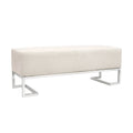 Panca Imbottita Avorio/Blu, Gambe in Acciaio Inox, 3 Posti