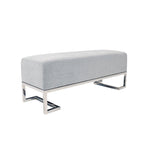 Panca Imbottita Avorio/Blu, Gambe in Acciaio Inox, 3 Posti