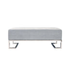 Panca Imbottita Avorio/Blu, Gambe in Acciaio Inox, 3 Posti