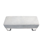 Panca Imbottita Avorio/Blu, Gambe in Acciaio Inox, 3 Posti