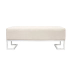 Panca Imbottita Avorio/Blu, Gambe in Acciaio Inox, 3 Posti