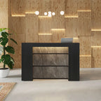 Scrivania a L per 1 persona, colori bianco e marrone / nero e marrone / marrone e nero, con striscia LED e pannello per la privacy