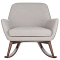 Poltrona a dondolo Mid-Century, grigio chiaro / avena / blu navy, lino, 1 posto