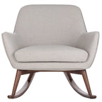 Poltrona a dondolo Mid-Century, grigio chiaro / avena / blu navy, lino, 1 posto