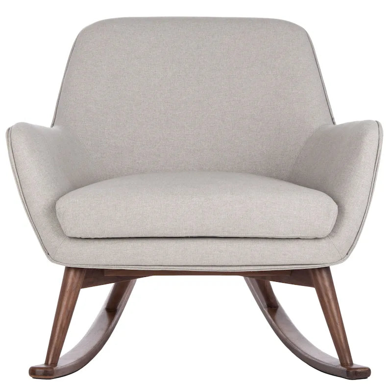 Poltrona a dondolo Mid-Century, grigio chiaro / avena / blu navy, lino, 1 posto