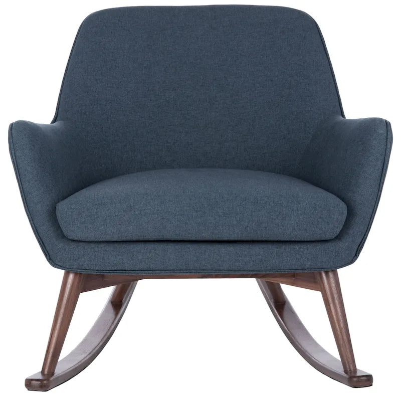 Poltrona a dondolo Mid-Century, grigio chiaro / avena / blu navy, lino, 1 posto