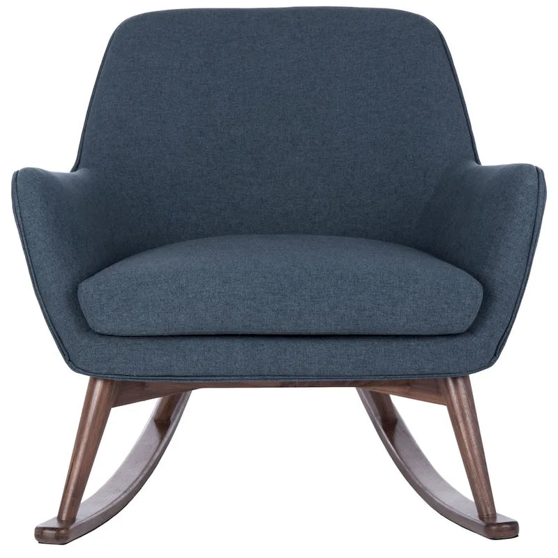 Poltrona a dondolo Mid-Century, grigio chiaro / avena / blu navy, lino, 1 posto