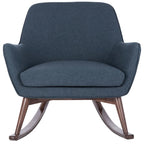 Poltrona a dondolo Mid-Century, grigio chiaro / avena / blu navy, lino, 1 posto