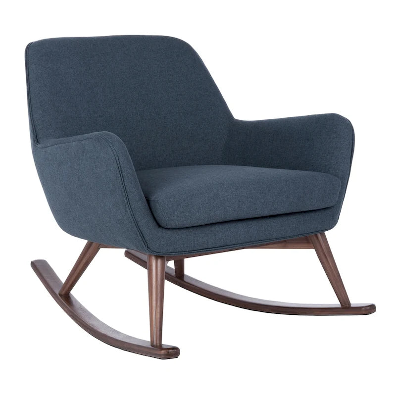 Poltrona a dondolo Mid-Century, grigio chiaro / avena / blu navy, lino, 1 posto