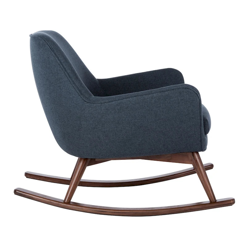 Poltrona a dondolo Mid-Century, grigio chiaro / avena / blu navy, lino, 1 posto