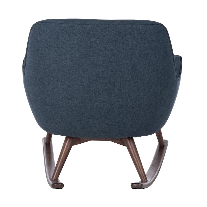 Poltrona a dondolo Mid-Century, grigio chiaro / avena / blu navy, lino, 1 posto