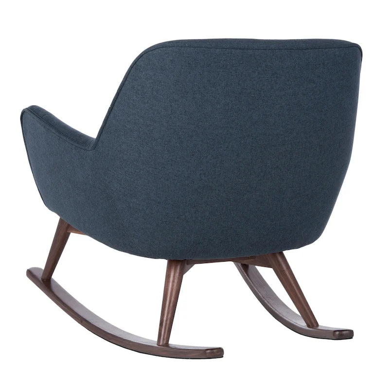 Poltrona a dondolo Mid-Century, grigio chiaro / avena / blu navy, lino, 1 posto