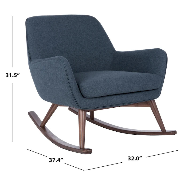 Poltrona a dondolo Mid-Century, grigio chiaro / avena / blu navy, lino, 1 posto