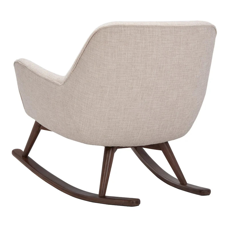 Poltrona a dondolo Mid-Century, grigio chiaro / avena / blu navy, lino, 1 posto