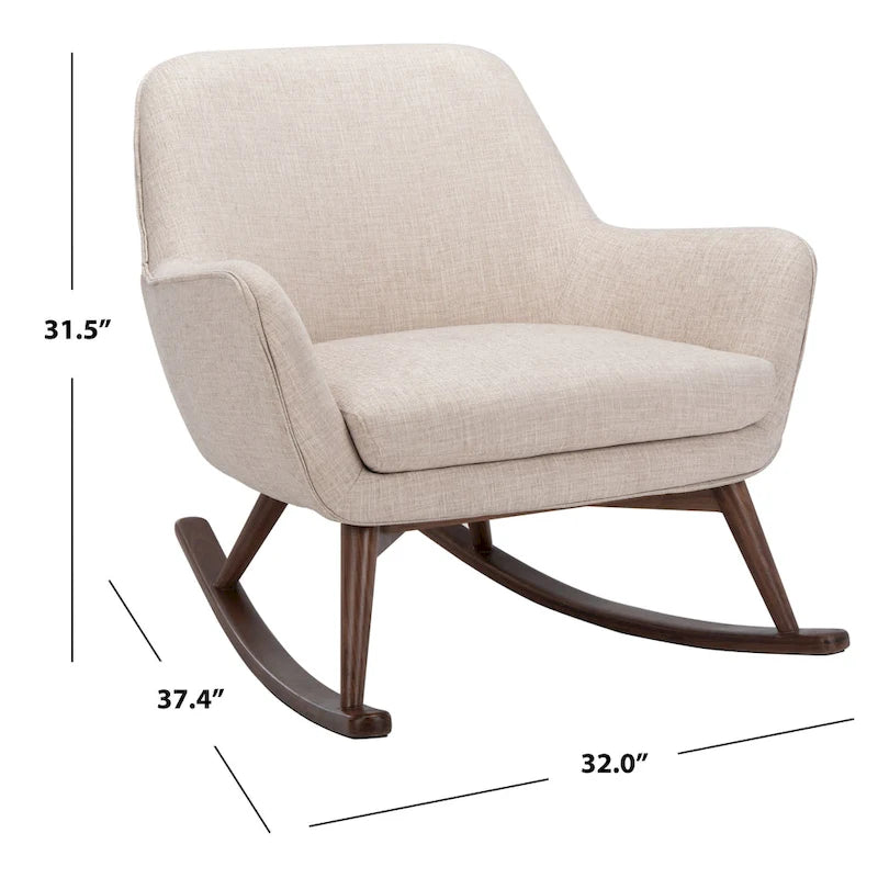 Poltrona a dondolo Mid-Century, grigio chiaro / avena / blu navy, lino, 1 posto