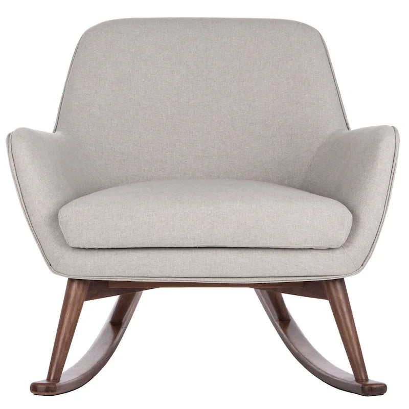 Poltrona a dondolo Mid-Century, grigio chiaro / avena / blu navy, lino, 1 posto