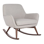 Poltrona a dondolo Mid-Century, grigio chiaro / avena / blu navy, lino, 1 posto