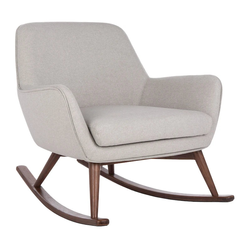 Poltrona a dondolo Mid-Century, grigio chiaro / avena / blu navy, lino, 1 posto