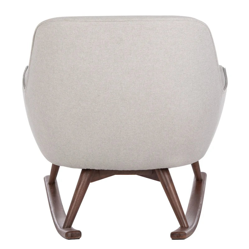 Poltrona a dondolo Mid-Century, grigio chiaro / avena / blu navy, lino, 1 posto