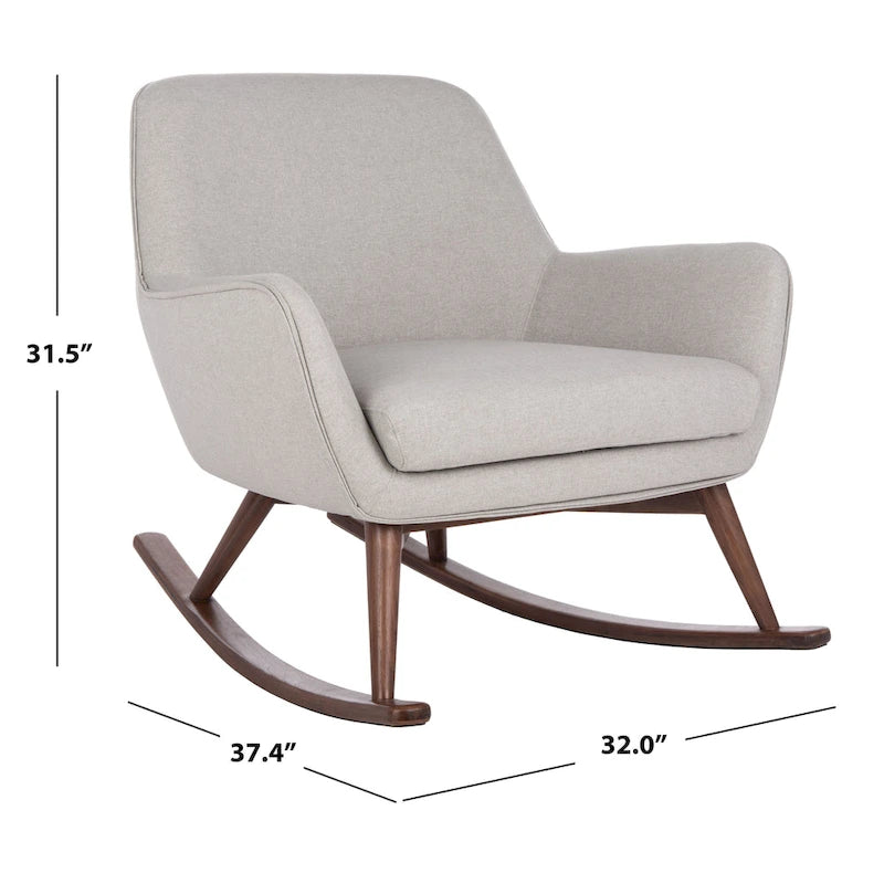 Poltrona a dondolo Mid-Century, grigio chiaro / avena / blu navy, lino, 1 posto