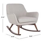 Poltrona a dondolo Mid-Century, grigio chiaro / avena / blu navy, lino, 1 posto