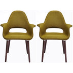 Poltrona in tessuto imbottita verde / patchwork / multicolore, stile Mid-Century, set di 2