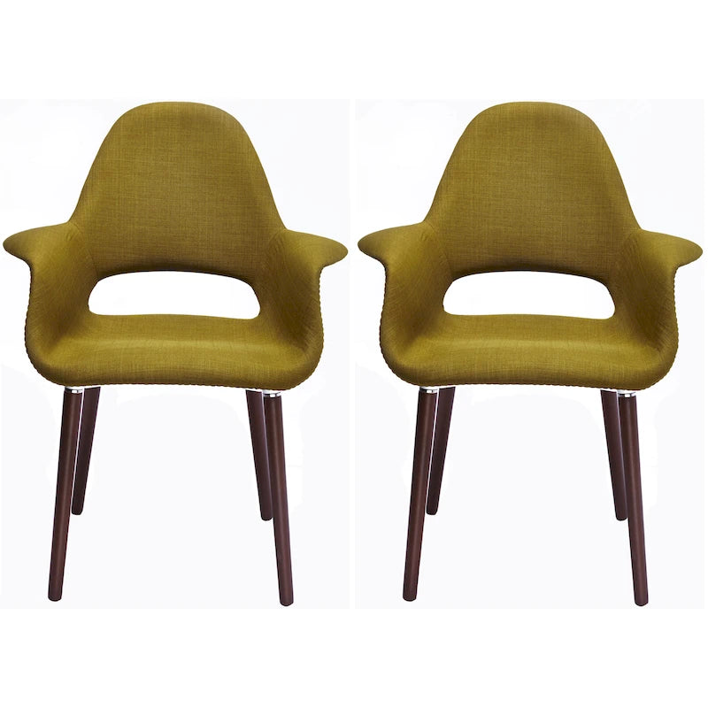 Poltrona in tessuto imbottita verde / patchwork / multicolore, stile Mid-Century, set di 2