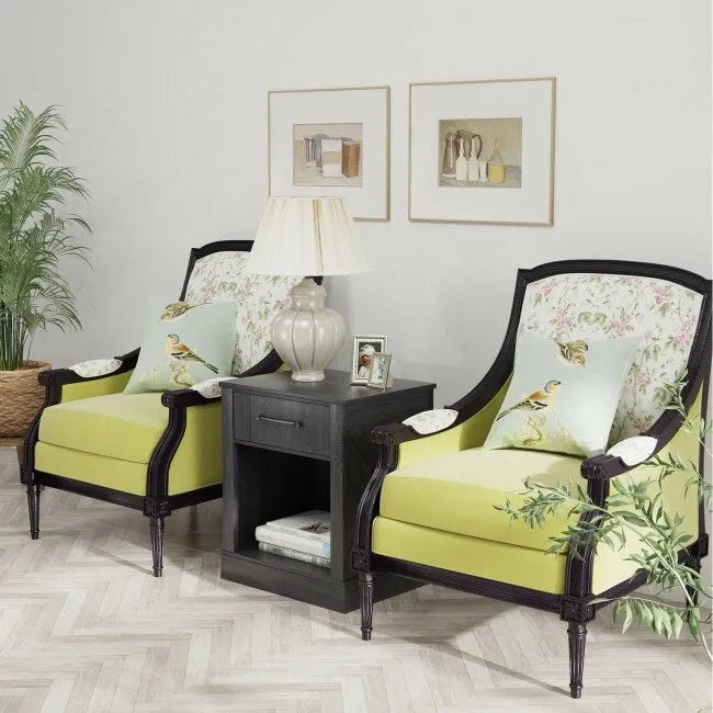 Comodino rustico naturale/marrone/nero con cassetto e ripiano, per 1 persona