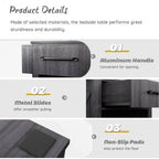 Comodino rustico naturale/marrone/nero con cassetto e ripiano, per 1 persona