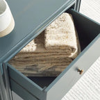 Comodino con 2 cassetti, Verde Ottanio Scuro / Grigio Cenere, 56 cm L x 56 cm P x 66 cm A, Singolo