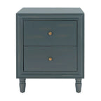 Comodino con 2 cassetti, Verde Ottanio Scuro / Grigio Cenere, 56 cm L x 56 cm P x 66 cm A, Singolo