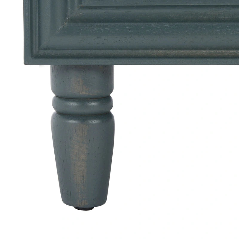 Comodino con 2 cassetti, Verde Ottanio Scuro / Grigio Cenere, 56 cm L x 56 cm P x 66 cm A, Singolo