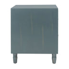 Comodino con 2 cassetti, Verde Ottanio Scuro / Grigio Cenere, 56 cm L x 56 cm P x 66 cm A, Singolo