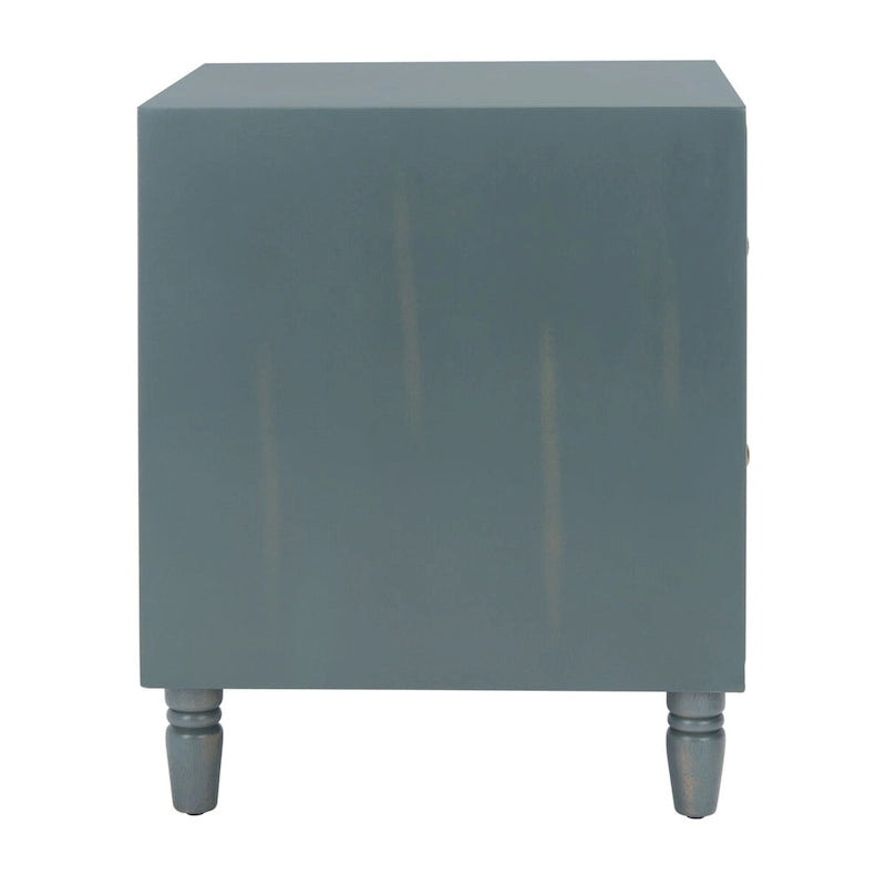 Comodino con 2 cassetti, Verde Ottanio Scuro / Grigio Cenere, 56 cm L x 56 cm P x 66 cm A, Singolo